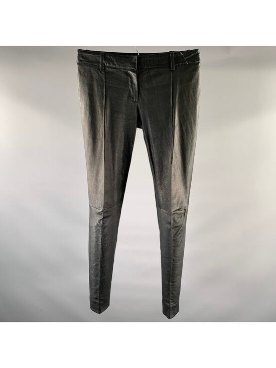 Balenciaga Pants - BALENCIAGA Size 8 Black Leather Lambskin Slim Fit Casual Pants